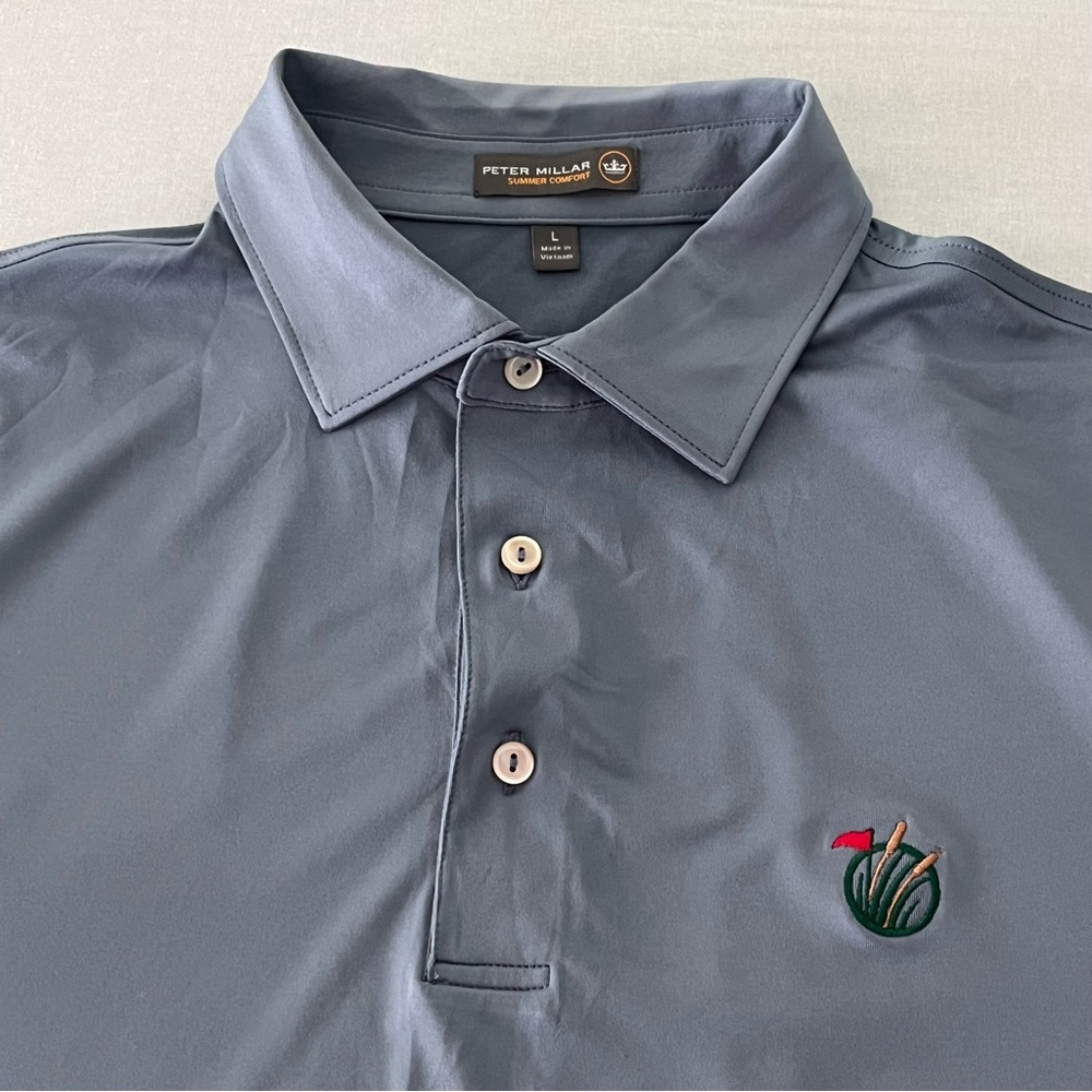 Peter Millar Summer Comfort Men’s Embroidered Grey Golf Polo Active Shirt size L